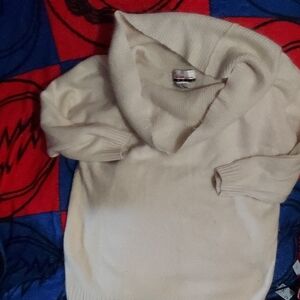 Vintage Ivory / Creamy Silk / Angora Blend Unquie Turtle Neck / Shawl Collar